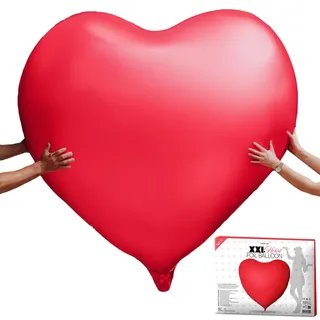 Mikamax, XXL Herz Folienballon, 140CM, Herz Folienballon, Heliumballon, Herzluftballons, Valentinstag, Rote Mattoberfläche, Großes Format für romantische Dekoration, Heiratsantrag, Hochzeit.