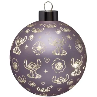 Christmas Inspirations Stitch Weihnachtskugel 10cm beleuchtet Ornament Glaskugel mit LED warmweiß Disney - Offiziell lizenziert, batteriebetriebene Weihnachtsdeko & Sammlerfigur
