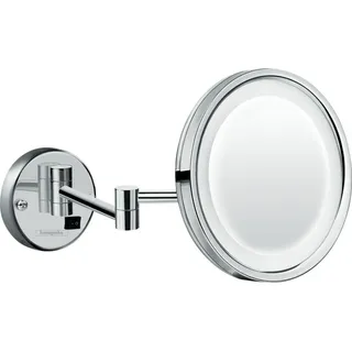 hansgrohe Logis UNIVERSAL Rasierspiegel, mit LED-Beleuchtung, neigbar, schwenkbar, D 188mm, chrom, 73570000 - Silber