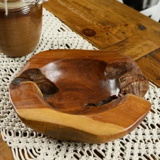 wohnfreuden Teakholz Schale braun oval 35 cm - Deko Teak 30 35 cm oval geschliffen rustikal braun Obstschale Dekoschale Bowl weihnachtlich dekorieren
