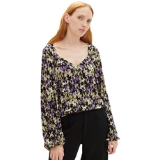 TOM TAILOR Denim Damen 1038371 T-Shirt Bluse mit Muster, 32418-lilac Green Flower Print, XL