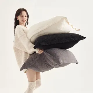 COCO TOP Kissenbezüge, 66 x 66 cm, 3 Stück, für Schlafzimmer, Wohnzimmer, Sofa, Couch, quadratisch, Schwarz/Weiß/Grau