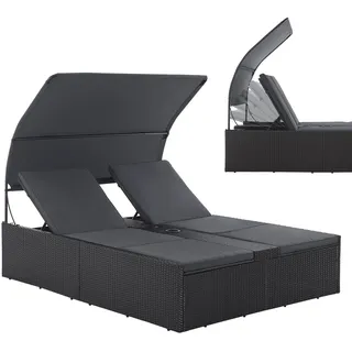 Juskys Syros Polyrattan Doppelliege Schwarz