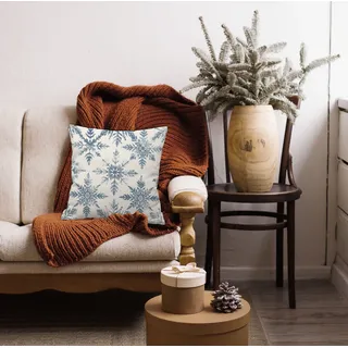 queence Dekokissen »Schneeflocken« Dekokissen mit HD Premium Druck Weihnachten, blau