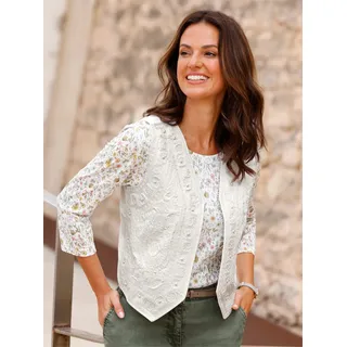 Jeansweste INSPIRATIONEN, Damen, Gr. 40, beige (ecru), 100% Baumwolle, unifarben, Westen Jeansweste