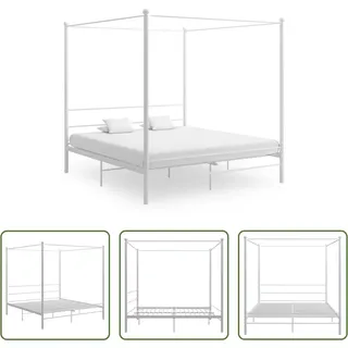 The Living Store Himmelbett Weiß Metall 200x200 cm - Weiß