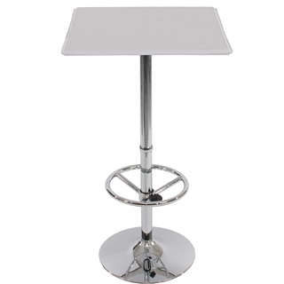 Mendler Bartisch Stehtisch Bistrotisch Chicago mit Fußablage, quadratisch 110x63x63cm MVG-zertifiziert ~ weiß