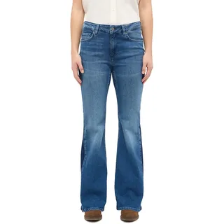 Comfort-fit-Jeans MUSTANG "Damen Style Shelby Flared", Damen, Gr. 29, Länge 30, 582 mittelbalu, Denim/Jeans, 98% Baumwolle, 2% Elasthan, unifarben, ausgestellt, Jeans Comfort-fit-Jeans
