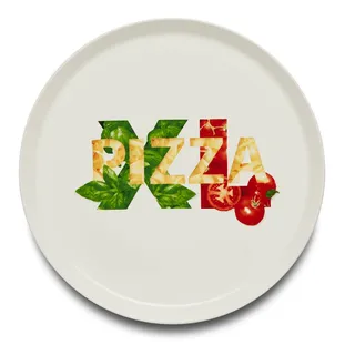 KHG Pizzateller, extra groß mit 33 cm Durchmesser in XL1 Print, Zuhause | hochwertiges Porzellan, spülmaschinengeeignet & perfekt Stapelbar im zeitlosem Design, vielseitig einsetzbar