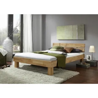 Mid.you Futonbett , Buchefarben , Holz , Kernbuche , vollmassiv , Höhe ca. 20 cm , 140x200 cm , in verschiedenen Größen erhältlich, sichtbare Massivholzteile , Schlafzimmer, Betten, Einzel- & Doppelbetten