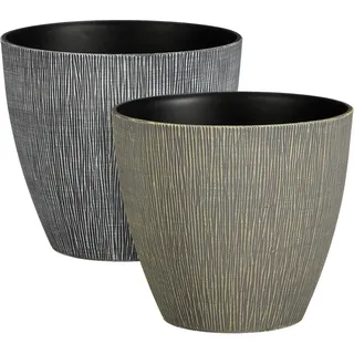 Mica Decorations Topf Mambo 2-fach Sortiert 20 cm x Ø 22,5 cm Grau/Grün