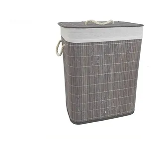 DRW Wäschekorb, Grau, Holz, mit Deckel, 30 x 40 x 50 cm