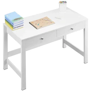 Vevor kleiner Schreibtisch mit Schublade für Schlafzimmer, einfacher Arbeitstisch aus Holz zum Zeichnen, Lesen, rechteckiger Arbeitstisch aus MDF mit Ablage für Büro Arbeitszimmer weiß