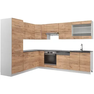 Vicco Winkelküche L-Form 227 cm Eiche/Weiß