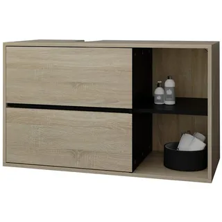 ML-Design Waschbeckenunterschrank hängend 2 Schubladen 100 x 60 x 45,5 cm Braun/Schwarz