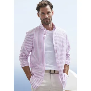 John Devin Langarmhemd »Regular Fit«, Streifenhemd mit Button-down-Kragen, aus reiner Baumwolle John Devin rosa-gestreift XXL (45/46)