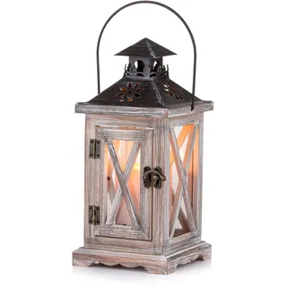 Sziqiqi Laterne aus Holz, Vintage, Kerzenlaternen, dekorativ, für rustikale Hochzeit, Tischdekoration, Bauernhof, Dekoration für Zuhause, innen und außen, Laterne, Dekoration, 28 cm