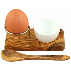 Olivenholz-erleben Eierbecher »Design Plus«, (Set, Eierbecher mit Eierlöffel), braun