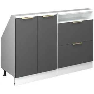 Vicco Küchenschrank FÜR Dachschrägen R-Line Anthrazit-Gold 120 cm 2er Set , Anthrazit, Weiß , Holzwerkstoff , Rechteckig , 120x83.8x46 cm , Küchen, Küchenmöbel, Küchenschränke, Küchenunterschränke