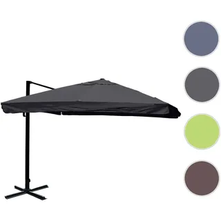 Gastronomie-Ampelschirm HWC-A96, Sonnenschirm, 3x3m (Ø4,24m) Polyester/Alu 23kg ~ Flap, anthrazit oh