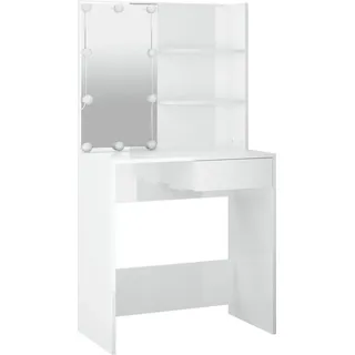 vidaXL Schminktisch mit LED Hochglanz-Weiß 74,5x40x141 cm - Weiß