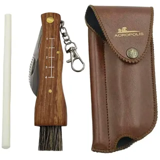 Pilzmesser mit Bürste, Schärfer und Kappe Acropolis |Handgemachte Faltbar | Solides Unikat Geschenk für Pilzsammler Papa, Mutter, Opa