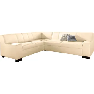 DOMO collection Ecksofa DOMO COLLECTION "Norma, moderne Armlehnen, zeitlos und elegant, Breite 247cm, L-Form", beige (creme), B:247cm H:74cm T:212cm, Microfaser PRIMABELLE (100% Polyester);Kunstleder SOFTLUX;Struktur (90% Polyester, 10% Polyacryl);NaturLEDER (echtes 