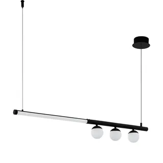 EGLO LED Pendelleuchte Phianeros, 4 flammige Hängelampe, Hängeleuchte aus Stahl und Kunststoff, Esstischlampe in Schwarz, Weiß, Wohnzimmerlampe hängend, L 100 cm