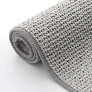 Homaxy Chenille Badezimmerteppich Weich Badematte rutschfest Waschbar Badvorleger Saugfähig Badteppich Bad Teppich Duschvorleger für Badezimmer, Dusche, Badewanne - 50x80 cm, Hellgrau