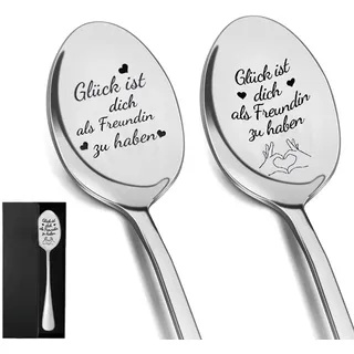 Geschenke für Freundin - 2 Stück Kaffeelöffel mit Gravur Personalisiert Freundschaftsgeschenke für Freundinnen Beste Freundin Geschenk Hochzeitstag, Weihnachten Geburtstagsgeschenk Jahrestag Geschenke