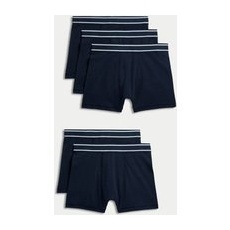 Boys M&S Collection 5pk Cotton with Stretch Trunks (5-16 Years) - Navy, Navy - 6-7 Y