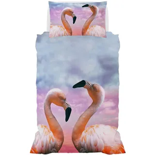 Italian Bed Linen Bettbezug aus Mikrofaser mit Digitaldruck Goodnight, Flamingo, Einzelbett