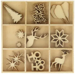 Mini-Silhouetten aus Holz – schottische Weihnachten – 33 Stück