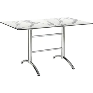 Gastro Uzal Tisch Firenze Silber/Marmor 130 x 80 cm - Weiß