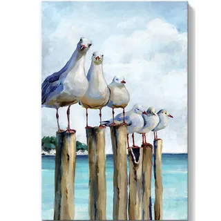 SUMGAR Leinwand-Wandbild Küstenmöwe Wanddekoration Blaugrüne Strandbilder Wohnaccessoires Meer Ozean Kunstwerk gerahmt für Schlafzimmer Wohnzimmer Badezimmer Dekoration 40x60cm