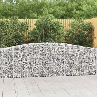 vidaXL Gabione mit Hochbogen 400x30x80/100 cm Verzinktes Eisen - Silber