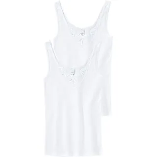 Achselhemd SPEIDEL "Noelle", Damen, Gr. 50, N-Gr, weiß, Feinripp, Obermaterial: 100% Baumwolle, bestickt, unifarben, V-Ausschnitt, Unterhemden Achselhemd, eng, V-Ausschnitt, ohne Schadstoffe, Baumwolle
