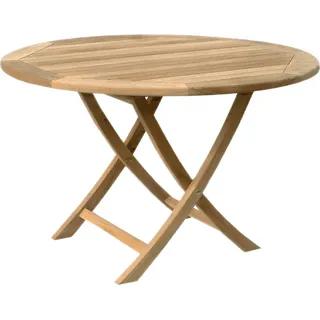 Premium Teak Klapptisch rund Gartentisch Gartenmöbel Teaktisch Holztisch 120cm - Naturbelassen