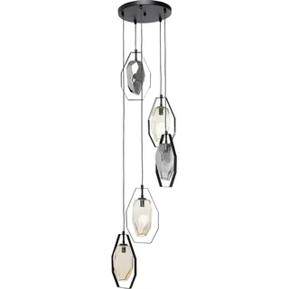 Kare Design Hängelampe Diamond Fever Spiral Schwarz, 42cm Durchmesser, Glas, Metall, Moderne Hängeleuchte, Esszimmer, Wohnzimmer, keine Leuchtmittel inklusive, 130x42x42 cm (HxBxT)
