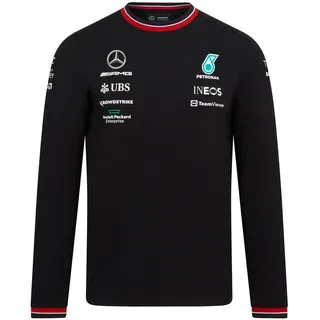 MERCEDES AMG PETRONAS Formula One Team - Offizielle Formel 1 Merchandise Kollektion - 2022 Team T-Shirt mit Langen Ärmeln - Schwarz - Herren - XL