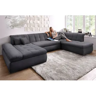 DOMO collection Wohnlandschaft Chenille U-Form 3-Sitzer Grau