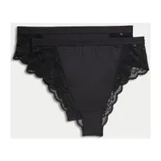Womens B by Boutique 2pk Cleo High Waisted Brazilian Knickers - Black, Black - Extra Large