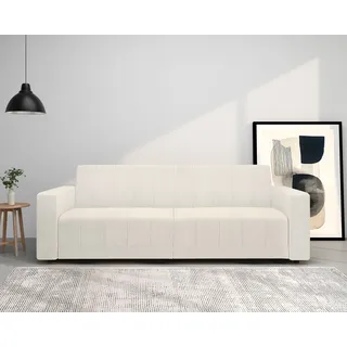 Dorel Home 3-Sitzer "Allie II Schlafsofa 225 cm" Bett-Funktion (108/190cm), Rückenlehne 2-teilig, mit Steppung, creme