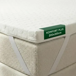 WENDRE Kaltschaum Matratzentopper 200x200 – 7cm Fester Topper H3 – Komfort Plus Matratzenauflage – Mit Eckgummis – Waschbarer Bezug – Oeko-TEX – Hergestellt in der EU
