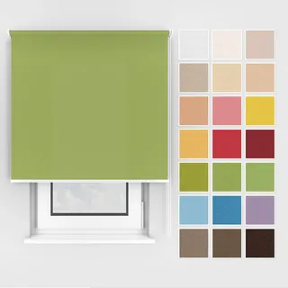 Estika Rollo mit Bohren Deckenmontage und Wandmontage, Breite: 130 cm, Höhe: 150 cm, Farbe: Frühlingsgrün 1, 25 Stoff Farben, Fenster rollos für innen, Sichtschutz für Fenster und Balkontür