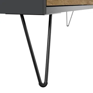 Posseik Sideboard Industrial R 6 Schubladen 2 Türen 200 cm Grafit Eiche Front