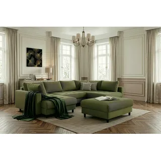Collection AB Wohnlandschaft Polyester U-Form 3-Sitzer Grün