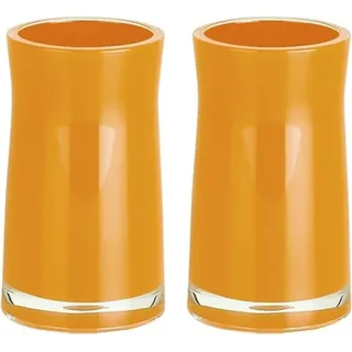Spirella Zahnputzbecher Zahnbürstenhalter Sydney 7 x 12 cm Orange 2er Set - Orange