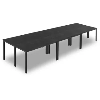 VEVOR Konferenztisch Besprechungstisch für 16 Personen 6-tlg. 140 x 60 cm (pro) rechteckiger Kombinationsschreibtisch Meetingtisch Mehrzwecktisch Pausentisch mit Metallbeinen für Büro Konferenzraum