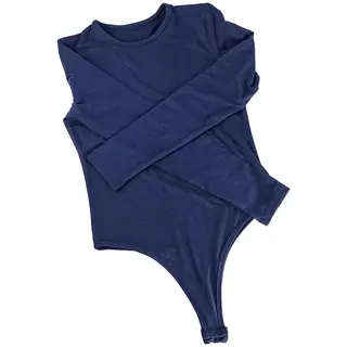 Ieron Langarm-Bodysuit für Damen, Slimfit, hoher Stretch, weicher Turnanzug, Tanga, Damen-Rollkragen-Bodysuit, langärmeliges Damen-Stretch-Turnanzugoberteil für den Winter, Dunkelblau, S